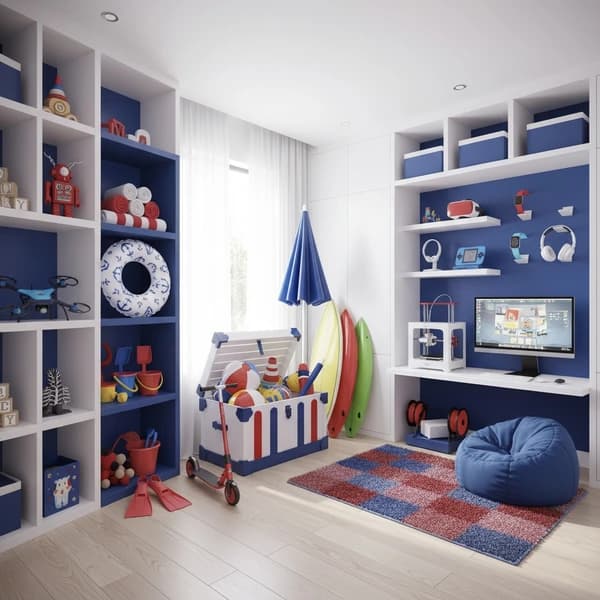 Sala de estar moderna con equipos elegantes